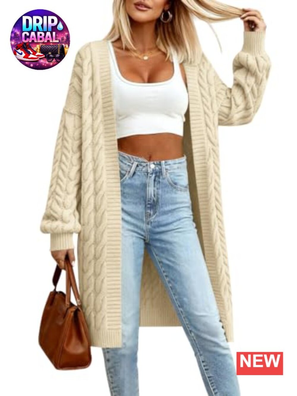 PRETTYGARDEN Long Sleeve Open Front Chunky Cable Knit Cardigan Sweater